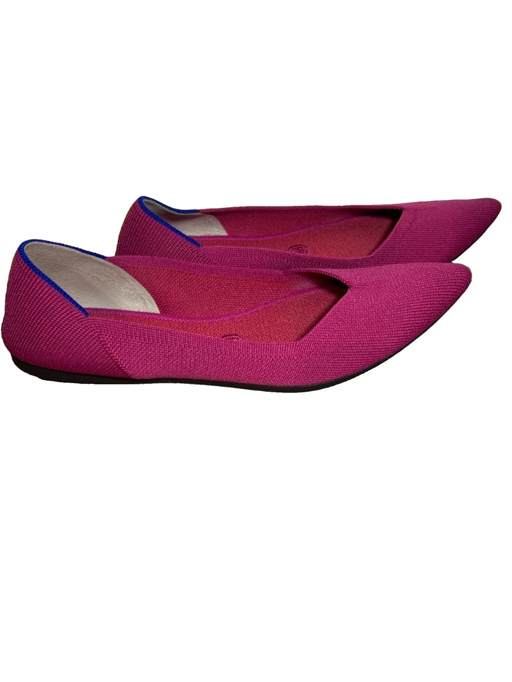 Rothy’s Women’s Knit Slip On Flats Pink & Blue Contrast Trim Pointed Toe Size 9 - Picture 5 of 13